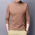 Autumn and Winter Stand Collar Men's Long SleeveTT-shirt Fashion Double-Sided Velvet Half Turtleneck Zipper Sweater Thermal Bottoming Shirt. 