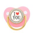 Baby Pacifier Luxury Glam Crystal Black Bling Pacifier And Chain Clip Golden. 