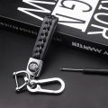 Toyota (NEW) Leather Braided Metal Car  Toyota Logo / Monogram Keychain with Keyring for Toyota Corolla Yaris Fortuner Prius Aqua Land Cruiser - Fashion Auto Decoration Premium - Black/Brown. 