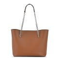 Brown Verona Grey Metal Shoulder Fix Chain with Double Compartments Inside Multi Pockets and Mid Large Zip Pockets Vegan Leather Tote Bag Shoulder Bag Hand Bag. 
