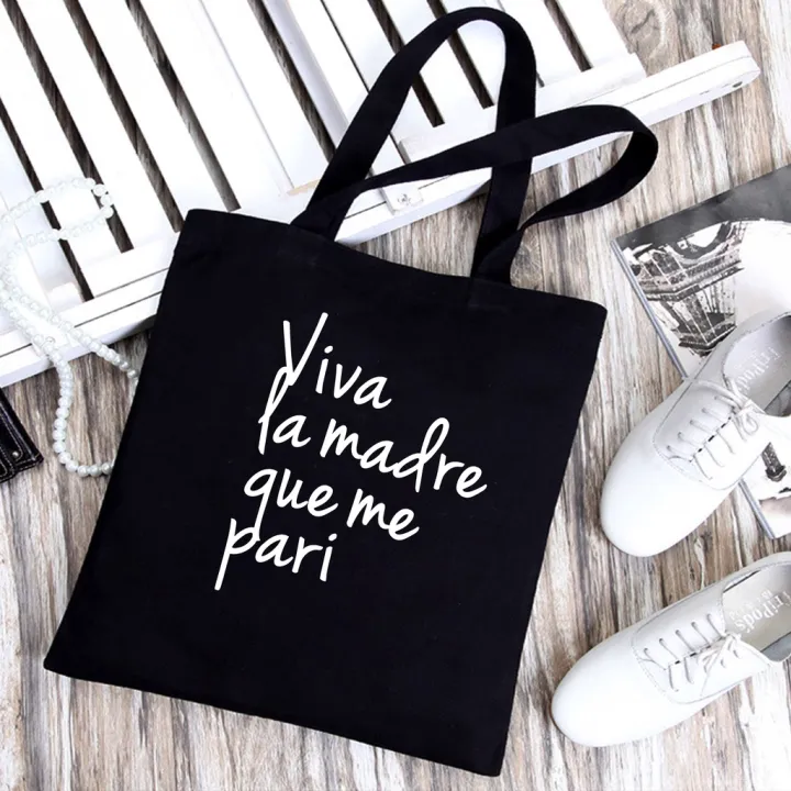 Fashion%20Women's%20Bag%20Spanish%20Letter%20Graphic%20Print%20Shopping%20Bags%20Black%20Canvas%20Bag%20For%20Lady%20Girl%20Gift%20Black%20Shoulder%20Bag%20FKRM%20-%20Image%205