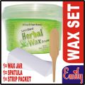 Emily ready to use hair removal wax cream herbal lemon honey blackberry milky creamy wax finger wax halawa wax Brazilian wax Italian wax skin tightening wax set creamy wax jar 450g with Wax Applicator Wooden Spatula and White Non-Woven Cotton 25 Strips. 