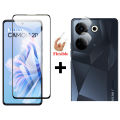 Tecno Camon 20 9D Full Glue Edge-to-Edge Coverage Screen Protector Tempered Glass + 9H Gorilla Flexible Back Camera Protector For Tecno Camon 20. 