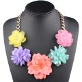 Claire Jin Trendy Mix and Match Different Kinds Five Flowers Necklace Women Exaggerated Jelly Clear Fashion Choker Party Jewelry. 