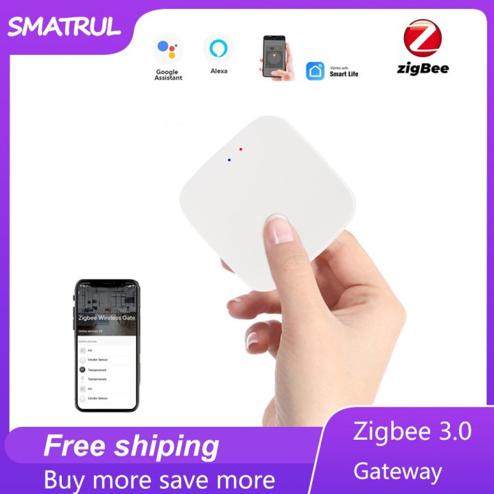 SMATRUL - ZigBee 3.0 Gateway Smart Hub Bridge Mini Wireless Remote Voice Control for Tuya Alexa Google Home