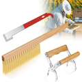 Beehive Supplies Silver Multifunctional for Beekeepers,Include J Hook Frame Lifter Scraper,Bee Hive Frame Grip Holder Lift,Wooden Beekeeping Brush. 