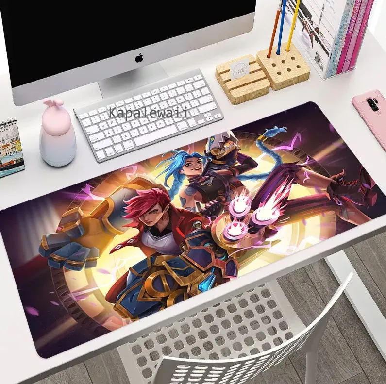 Tapis De Souris XXL League Of Legends Arcane 80x30cm - Surface Lisse, Base Caoutchouc Anti-glisse - Pour Gaming, Bureau