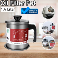 Oil Filter Pot - Oil Bottle - Oil Strainer Pot Stainless Steel Grease Strainer - Oil Storage Pot For Cooking Oil - Oil Container Stainless Steel Oiler Tank Container - Grease Keeper with Filter Dust Lid Non slip Handle for Frying Oil and Cooking Grease. 