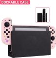 Nintendo Switch Pink Case Cover Console and Joy Con Controller, Dockable Switch Skin, Soft TPU Shell - Cute Anime Girl. 