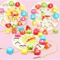 Montessori Analog Clock for Kids, Preschool Number Teaching Educational Learning Clock Toy - Multi Color. 
