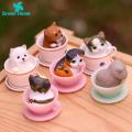 Green Home Dog Sculpture Toy Stable Base Smooth Edge Teacup Dog Figurine. 