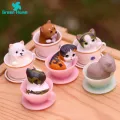 Green Home Dog Sculpture Toy Stable Base Smooth Edge Teacup Dog Figurine. 