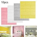 [Pack of 10] 3D Brick Wall Sticker Self-Adhesive Foam Wallpaper Panels Room Decal 70*77cm. 