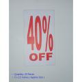Pack of 20  Sales Discount Sticker ( 40% OFF )  Self Adhesive Label. 