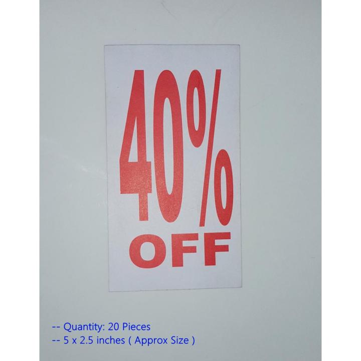 Pack of 20  Sales Discount Sticker ( 40% OFF )  Self Adhesive Label