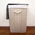 Bamboo Laundry Basket with Laundry Bag, Brown Rectangular with Lid and Carry Handle, - Clothes Sorter Hamper Storage Bin with Lid Liner,  Basket Hamper for Large Dirty Clothes Laundry, Kids Toys Hamper. 