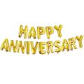 “HAPPY ANNIVERSARY” Foil Balloons - Golden,Silver & Red Color. 
