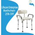 Lifecare Enterprises Bath Chair Bath Seat Chiar Shower Chair with Armrests and Back, Great for Bathtubs, Supports up to 350 lbs. 