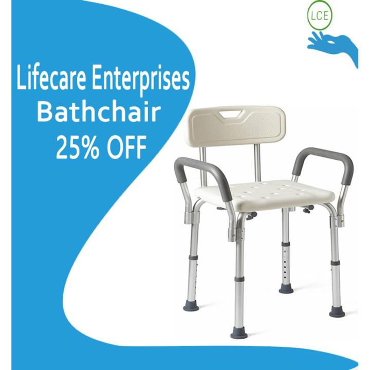 Lifecare Enterprises Bath Chair Bath Seat Chiar Shower Chair with Armrests and Back, Great for Bathtubs, Supports up to 350 lbs