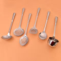 7 PCs Cooking / Serving Spoons-Steel Handle Regular Size Durable(With Stand). 