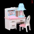 Doll play dollhouse furniture desk+lamp+laptop+chair accessories for 1/6 Doll. 