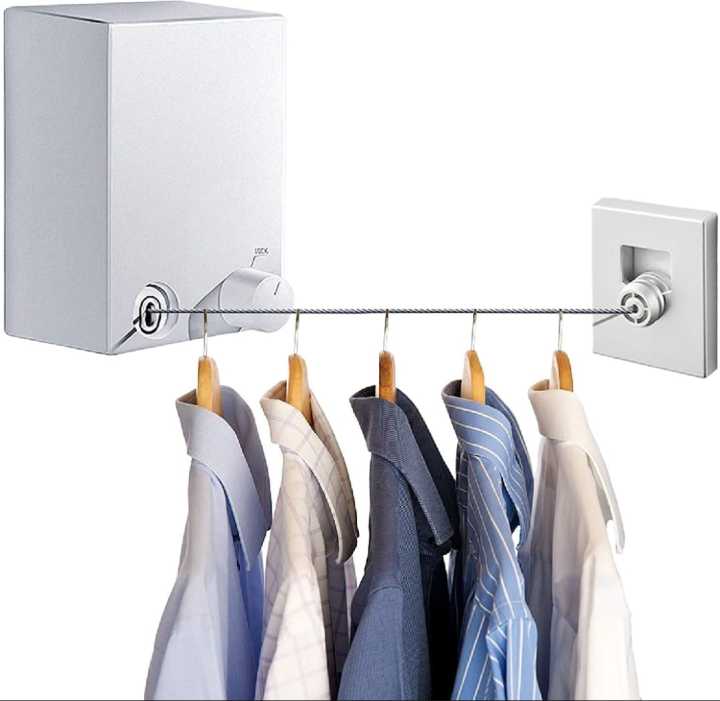 String Dry Rack Wall Mounted Drying String Retractable Clothesline Heavy Duty Rope 4.2M ...