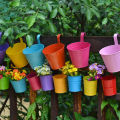 Hanging Flower Pot Sturdy Natural Style Iron Exquisite Metal Bucket for Balcony. 