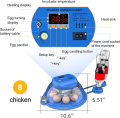 8 Eggs Intelligent Round Full Automatic Incubator Dual Supply AC-DC. 