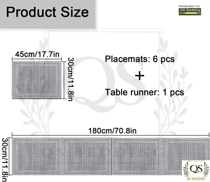 7Pcs%20Table%20Mat%20&%20Table%20Runner%20Set%20Heat%20Resistant%20Placemats,%20Stain%20Resistant%20Washable%20PVC%20Table%20Mats%20for%20Dining%20Table%20Woven%20Placemat%20-%20QS%20Bedding%20-%20Image%203