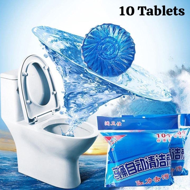 Automatic Toilet Bowl Cleaner Flush Tank Tablets Stain Remover Bathroom Bleach Toilet Bowl Clean Tablets Automatic Flush Clean 10 Pcs Pack Daraz.pk