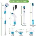 Electric Spin Scrubber,Long Handled Cleaning Brush Electric Chargeable Cleaning Brush Drill Brush Abstract Plastic Electric Spin Scrubber Machine Floor Tiles Cleaner Tool with 3 Replaceable Brushes and Long Extension. 