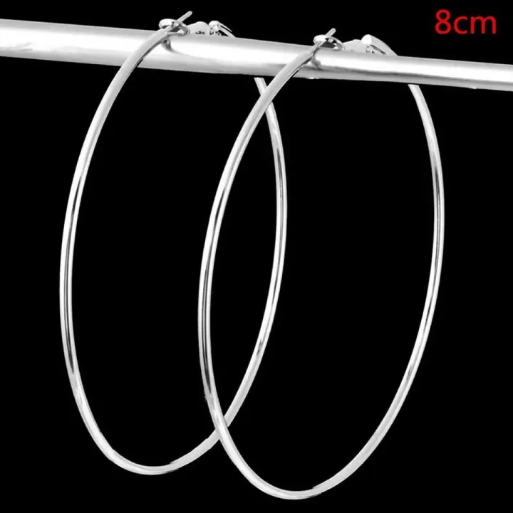 Silver%20Plated%20Stamped%20Fashion%20Jewelry%20Smooth%20Round%20Earrings%20-%20Image%204