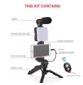 Vlogging Kit Accessories for Mobile Phone DSLR Camera Video Recording with Tripod Shoot Mic 360 LED Remote Selfie Light for Live Streaming Short Film. 