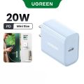 【Blue 20W】UGREEN 20W PD Blue Charger For Samsung Galaxy S25 S24 Ultra iPhone 16 15 Max Pro OPPO Reno 12 11 Xiaomi 15 14 Pro Redmi K70 60 Pro Huawei Mate 70 Pura 70 nova 13 P40 30. 
