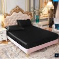 Silk Fitted Bedsheet Plain King Size, 3 Piece Printed Fancy Silk Fitted Bed Sheet King Size with 2 Silk Pillow Covers, Silk Bed Sheet King Size Fancy has Soft and Elegant Feel Size  78' x 84' x 12'. 