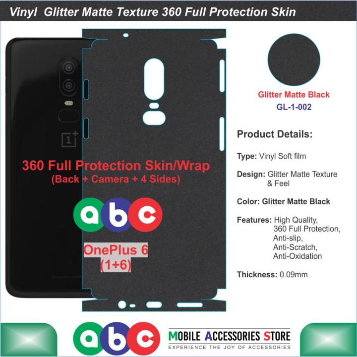 OnePlus 6, Full Protection Glitter Matte Texture Skin by ABC Mobile Accessories Store