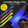 Artisian-Invisible Ink Pen Creative Magic LED Highlighter Pen 2 In 1 UV Black Light Secret Invisible Writing Pen Uv Torch Illuminate Magic Pen. 