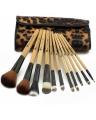 12 Pieces Makeup Brushes Set With Beautifull Brown Cheeta Pouch For Girls. 