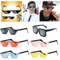 Unisex Polygonal Funny Toys Mosaic Glasses Photo Props Thug Life Sunglasses Pixel Glasses. 