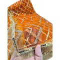 ORANGE COLOR ORGANZA DUPATTA WITH GOLDEN LACE. 