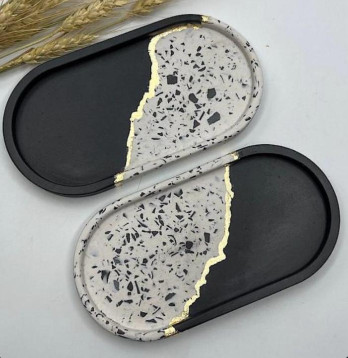 Customized 2 Piece marble Touch Trinket Tray | Home Decor Items For Bedroom, decorative Trays, Jewellery Tray, Trays For Perfume, Ring Dish, Jewellery Trays, Trays For Gift, Trays For Dressing Table, aesthetic and classic trays