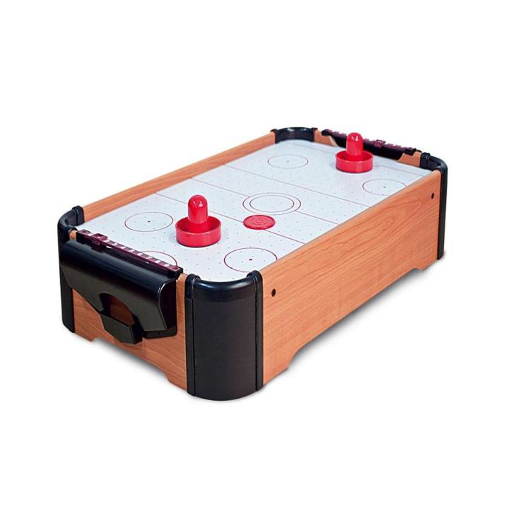 Mini Wooden Air Hockey Table Game - Fast Paced Action Game - Lots of Fun for Kids - Durable with Strong High Powered Fan Speed