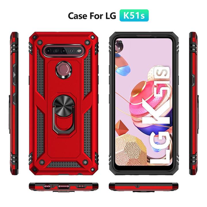 For LG K40 K40S K50 K50S K51 K51S K52 K53 K61 K22 K31 K71 K92 5G Case Shockproof Armor Car Holder Ring Case for LG Q60 Q51 Q61
