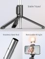 Wireless 4 in 1 Selfie Stick Tripod Stand With Light, Selfie Stick With Mobile Holder With Remote Bluetooth Selfie Stick Tripod Stand Selfie Stick With Bluetooth Shutter Button foldable Extendable 70CM. 