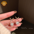 New E 925 Needle Beaded Letter-Printing Pearl tud Earring Korean imple And Compact weet Elegance Earring All-Match Earring Wholeale. 