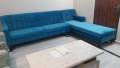 Furniture Club L Shaped 7 Seater Sea Green Velvet Sofa. 
