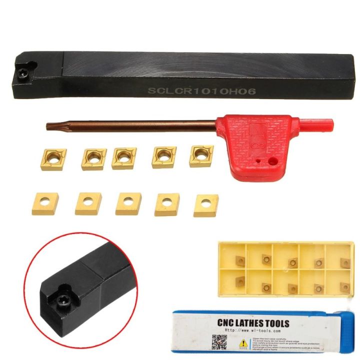 10x100mm SCLCR1010H06 Lathe Turning Tool Holder Set Of 10Pcs CCMT0602 Inserts -
