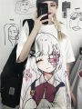 anime girl image print women tops tshirts Korean style t-shirts summer sweet fashion t shirts  preppy couple clothes o-neck tee. 