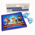 PAW PARTOL THEME HAPPY BIRTHDAY BANNER - PAW PATROL BIRTHDAY BANNER - HAPPY BIRTHDAY BANNER WITH RIBBON. 