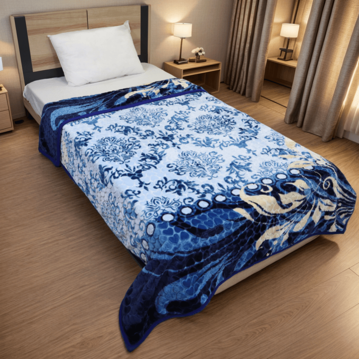 Plushmink Emperor Single Bed Blanket - Single bed size  (160 x 220 cms), Single bed blanket. Double Ply with highly embossed with weight 3 KGS